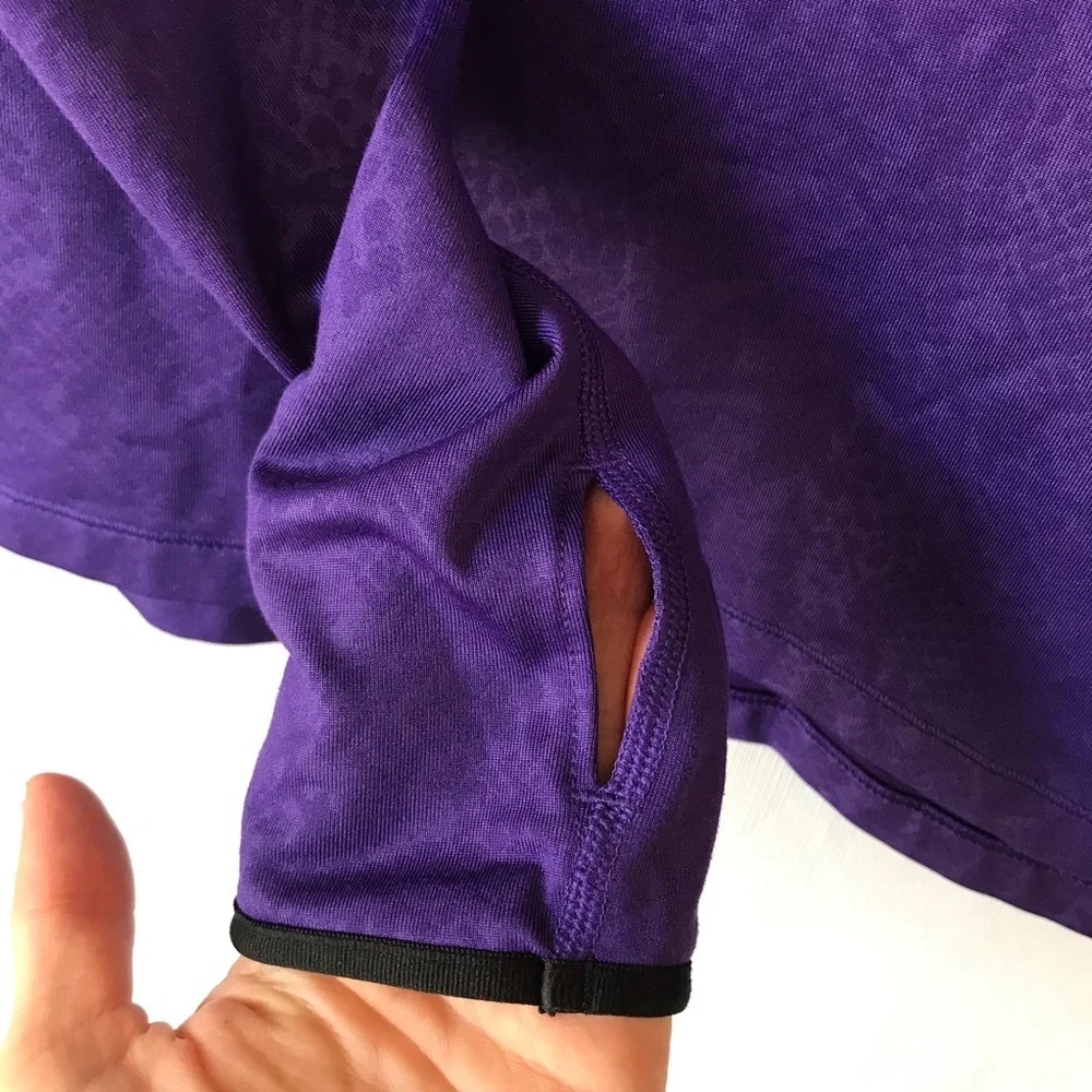 Nike Pro Half Zip Purple Running Thumb Hole Top